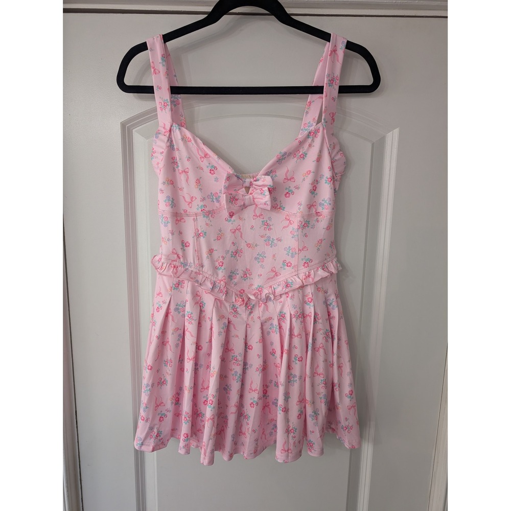 rareraw Pink Floral Active Dress Skort Medium cottagecore coquette ballet girly